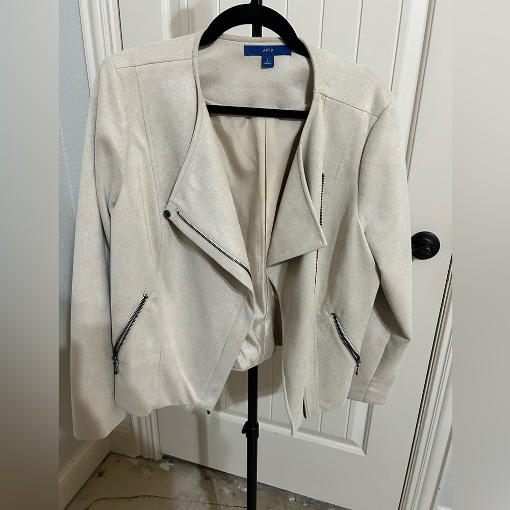 Cream suede moto-style jacket